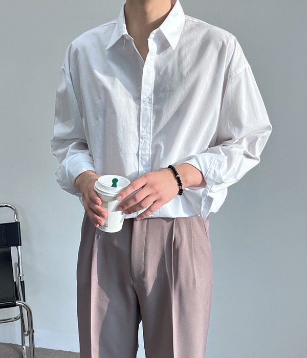 코튼 오버핏 무지 셔츠 (11color) (M,L)테이크잇
